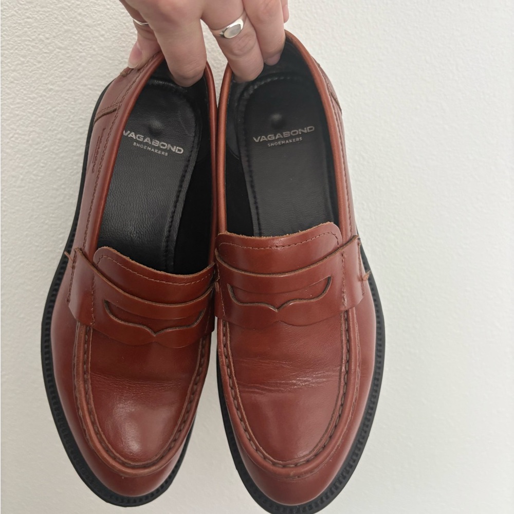 Vagabond Brown Leather Penny Loafers